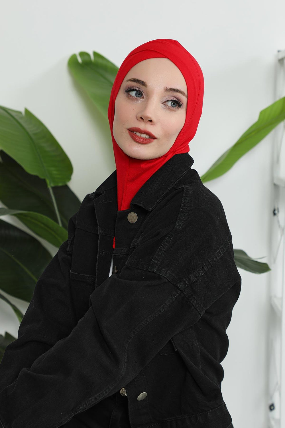 Minimalist Design Cotton Under Scarf Bonnet, Soft and Breathable Inner Hijab Cap, Easy Wear Cotton Bonnet Turban Ninja Cap,TB-4 Red