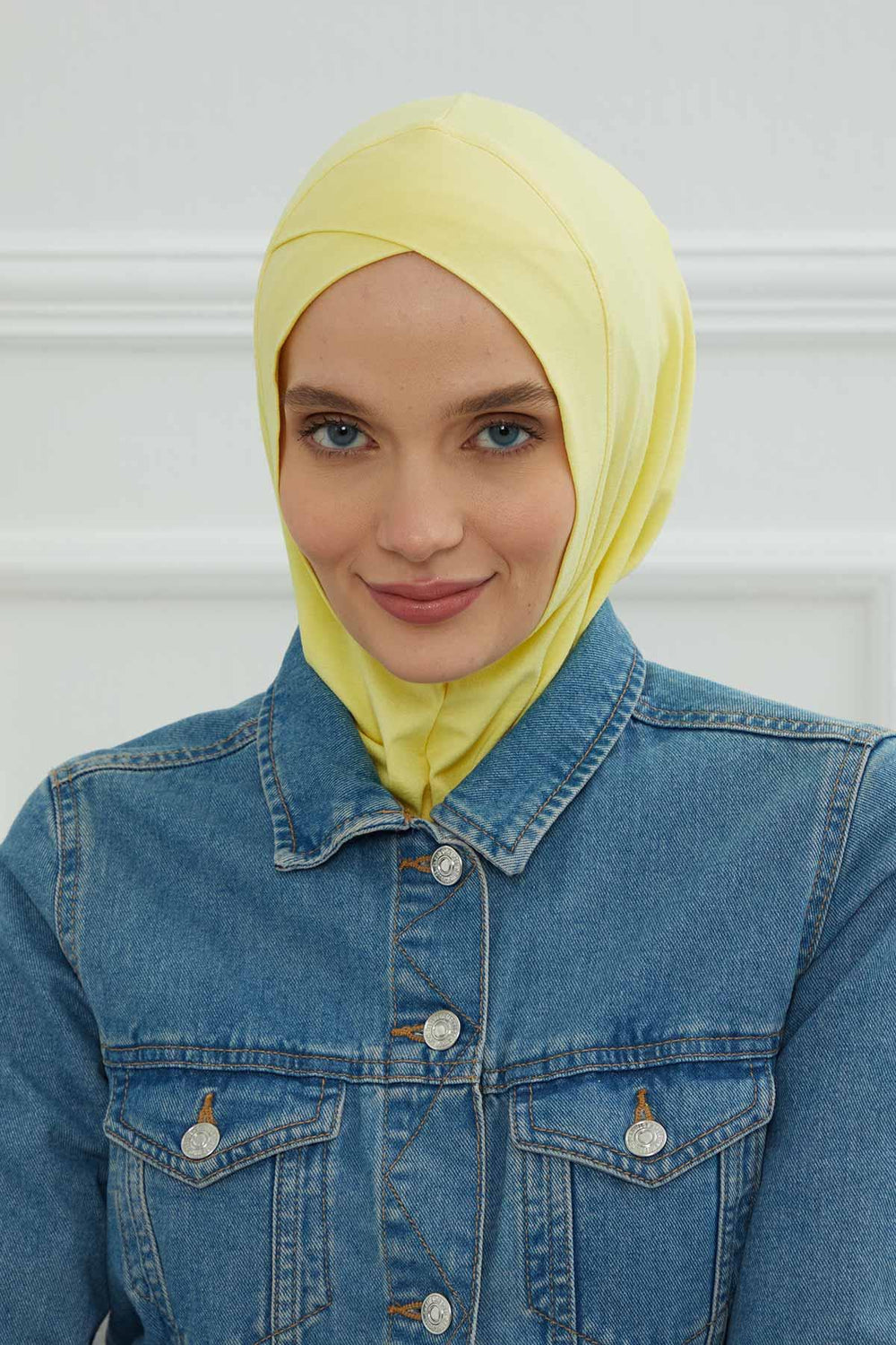 Minimalist Design Cotton Under Scarf Bonnet, Soft and Breathable Inner Hijab Cap, Easy Wear Cotton Bonnet Turban Ninja Cap,TB-4 Yellow