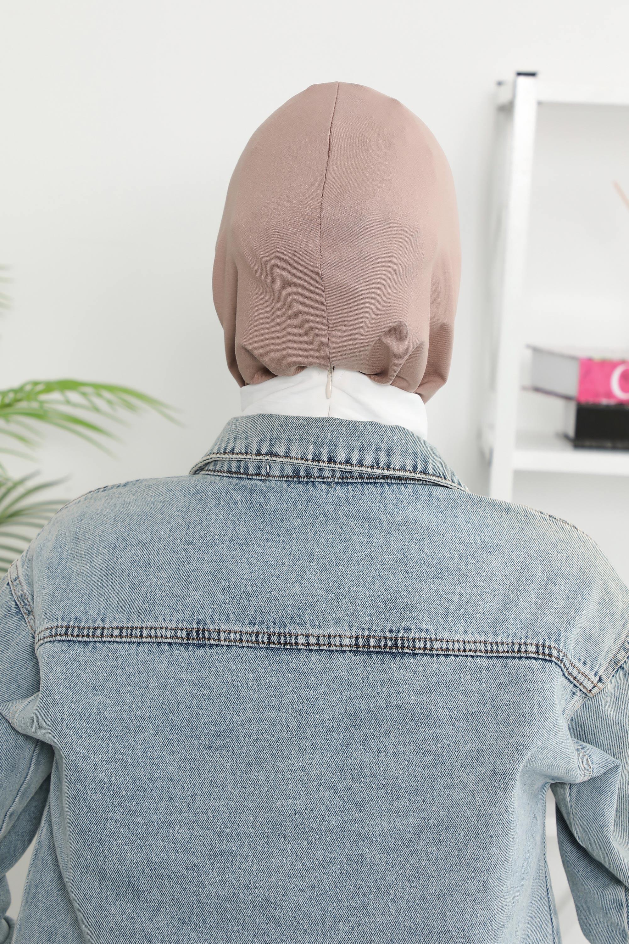 Minimalist Design Cotton Under Scarf Bonnet, Soft and Breathable Inner Hijab Cap, Easy Wear Cotton Bonnet Turban Ninja Cap,TB-4 Mink