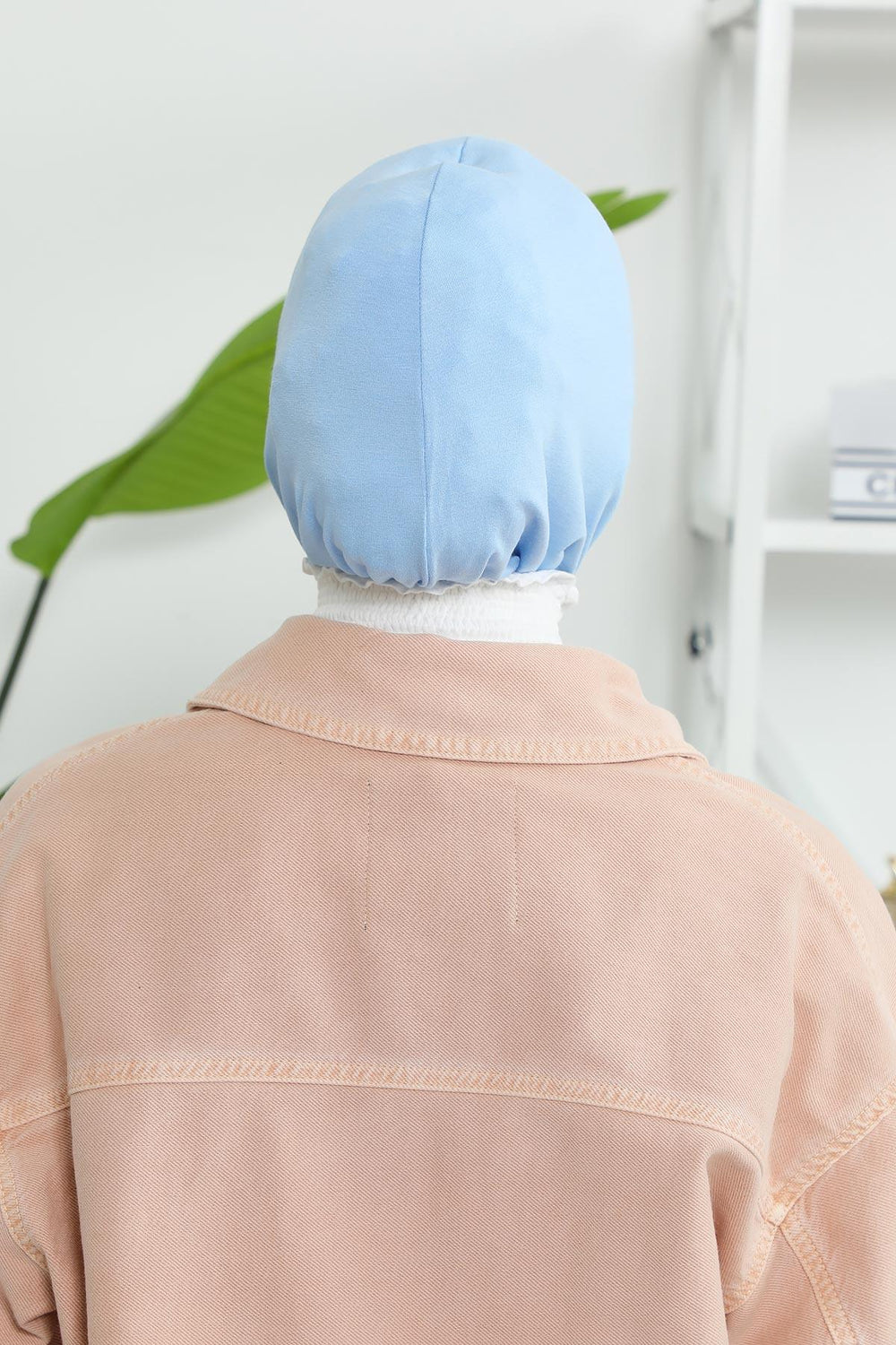 Minimalist Design Cotton Under Scarf Bonnet, Soft and Breathable Inner Hijab Cap, Easy Wear Cotton Bonnet Turban Ninja Cap,TB-4 Blue