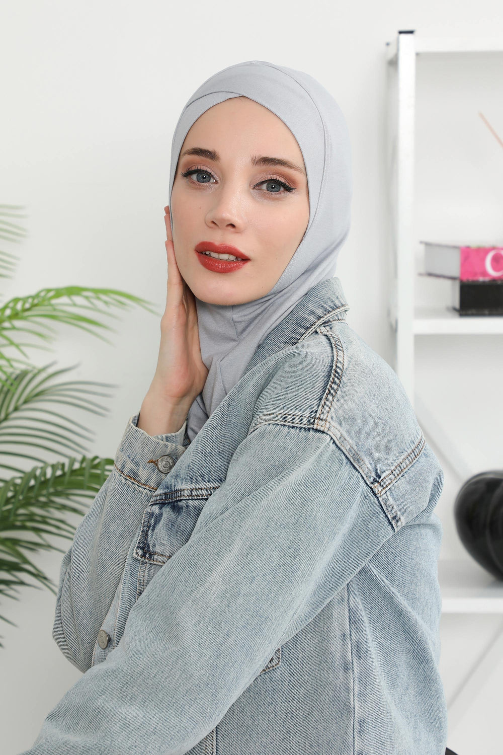 Minimalist Design Cotton Under Scarf Bonnet, Soft and Breathable Inner Hijab Cap, Easy Wear Cotton Bonnet Turban Ninja Cap,TB-4 Grey 2
