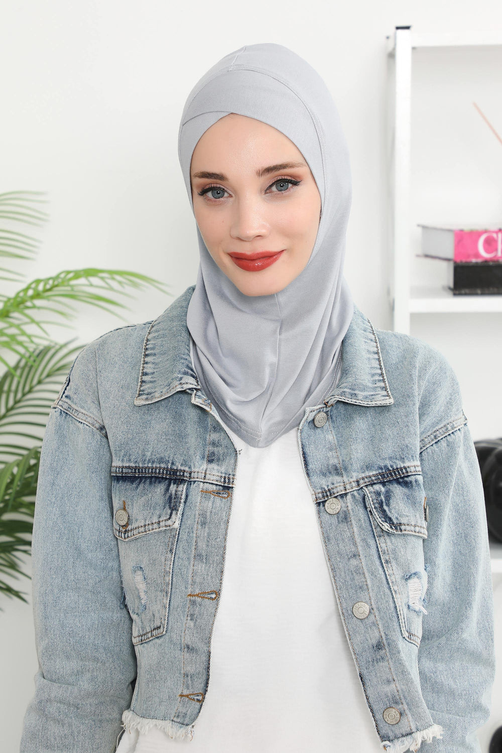 Minimalist Design Cotton Under Scarf Bonnet, Soft and Breathable Inner Hijab Cap, Easy Wear Cotton Bonnet Turban Ninja Cap,TB-4 Grey 2