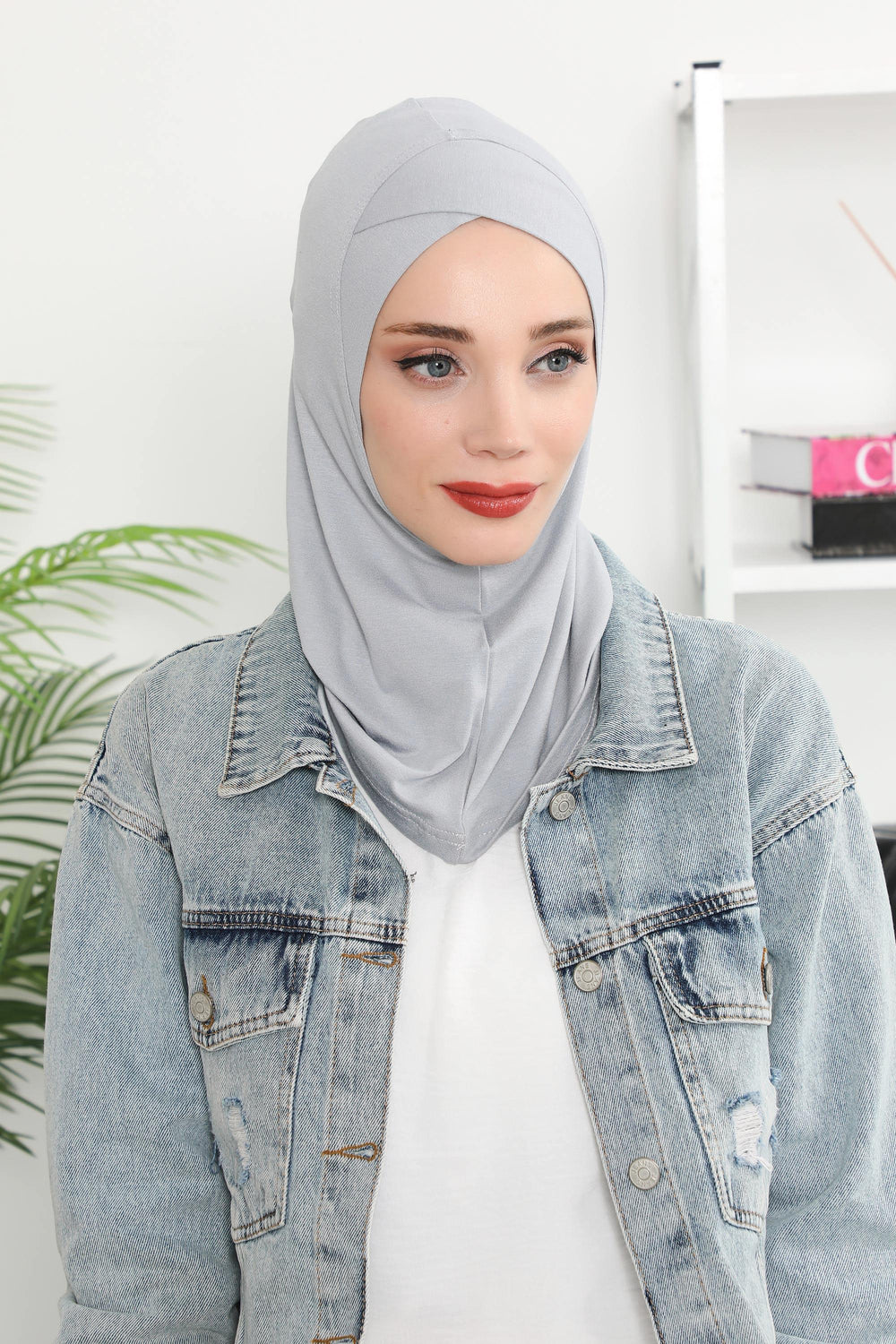 Minimalist Design Cotton Under Scarf Bonnet, Soft and Breathable Inner Hijab Cap, Easy Wear Cotton Bonnet Turban Ninja Cap,TB-4 Grey 2