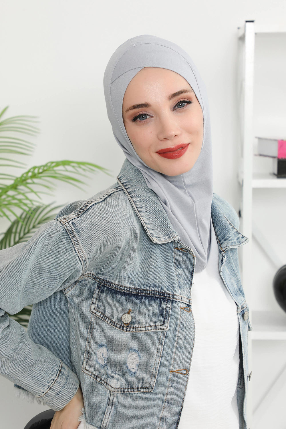 Minimalist Design Cotton Under Scarf Bonnet, Soft and Breathable Inner Hijab Cap, Easy Wear Cotton Bonnet Turban Ninja Cap,TB-4 Grey 2