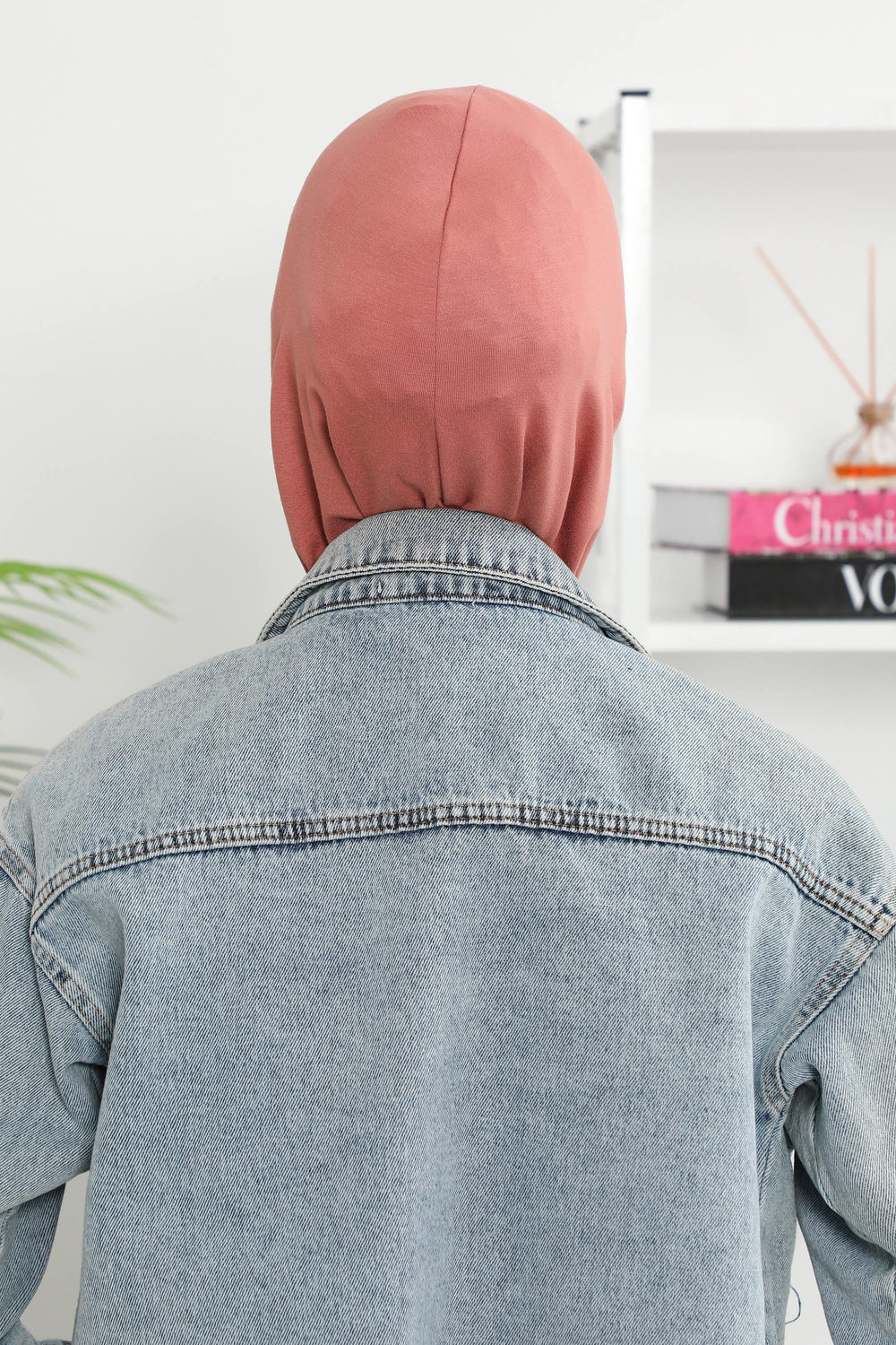 Minimalist Design Cotton Under Scarf Bonnet, Soft and Breathable Inner Hijab Cap, Easy Wear Cotton Bonnet Turban Ninja Cap,TB-4 Salmon
