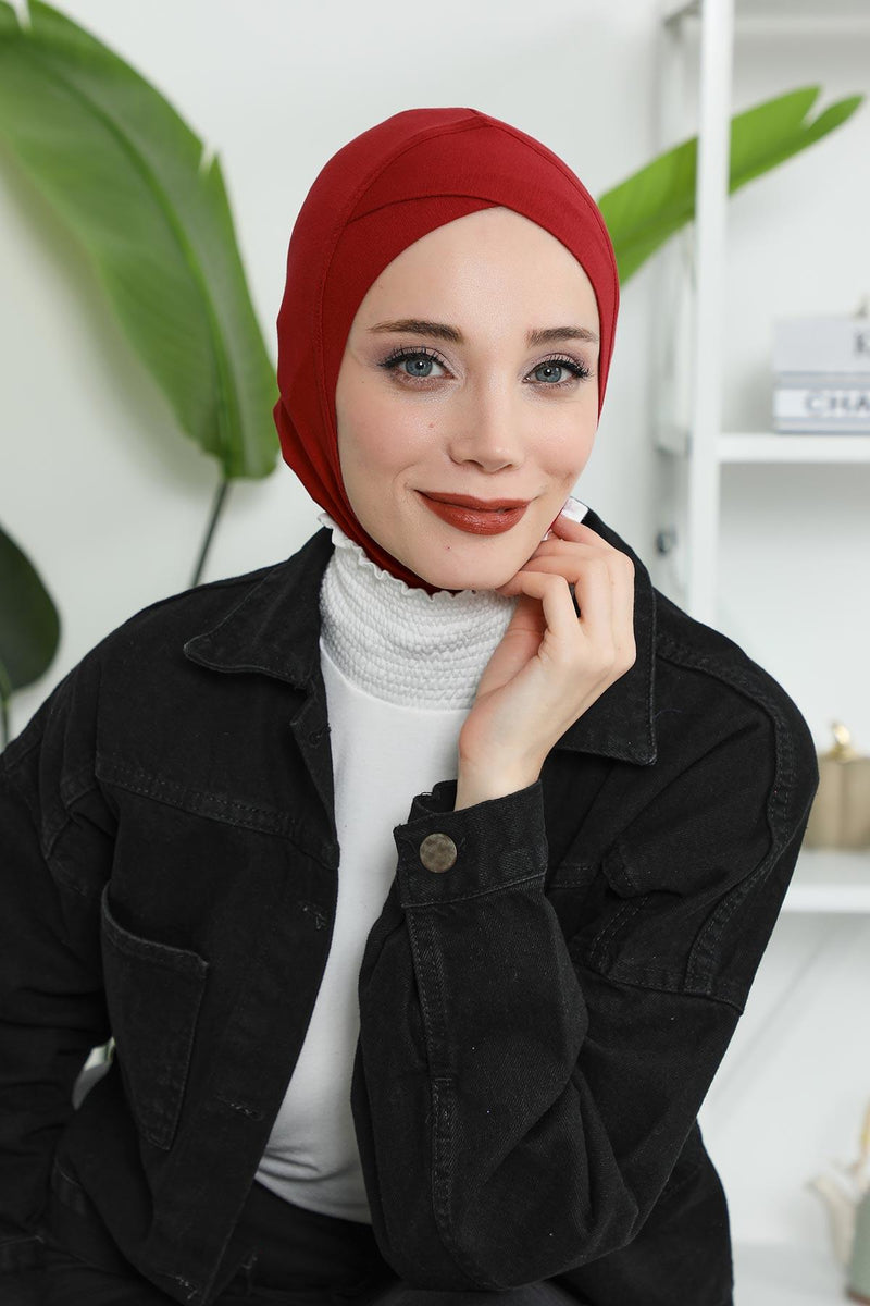 غطاء رأس من القطن بتصميم بسيط تحت الوشاح، غطاء رأس داخلي ناعم وجيد التهوية، غطاء رأس نينجا من القطن سهل الارتداء، TB-4