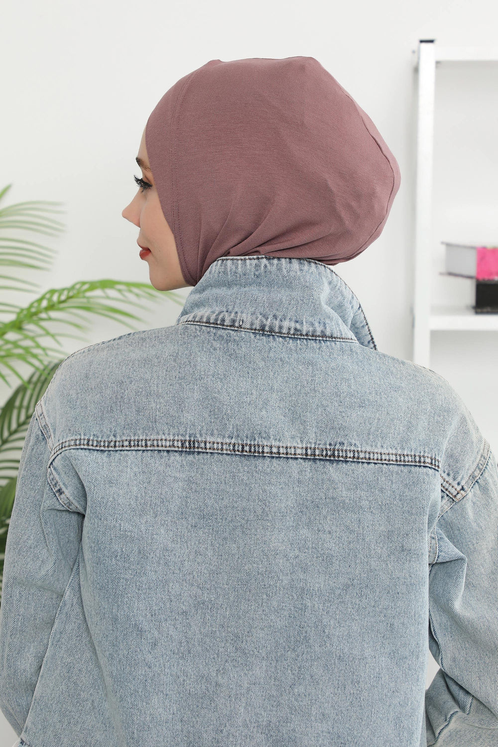 Minimalist Design Cotton Under Scarf Bonnet, Soft and Breathable Inner Hijab Cap, Easy Wear Cotton Bonnet Turban Ninja Cap,TB-4 Dusty Rose