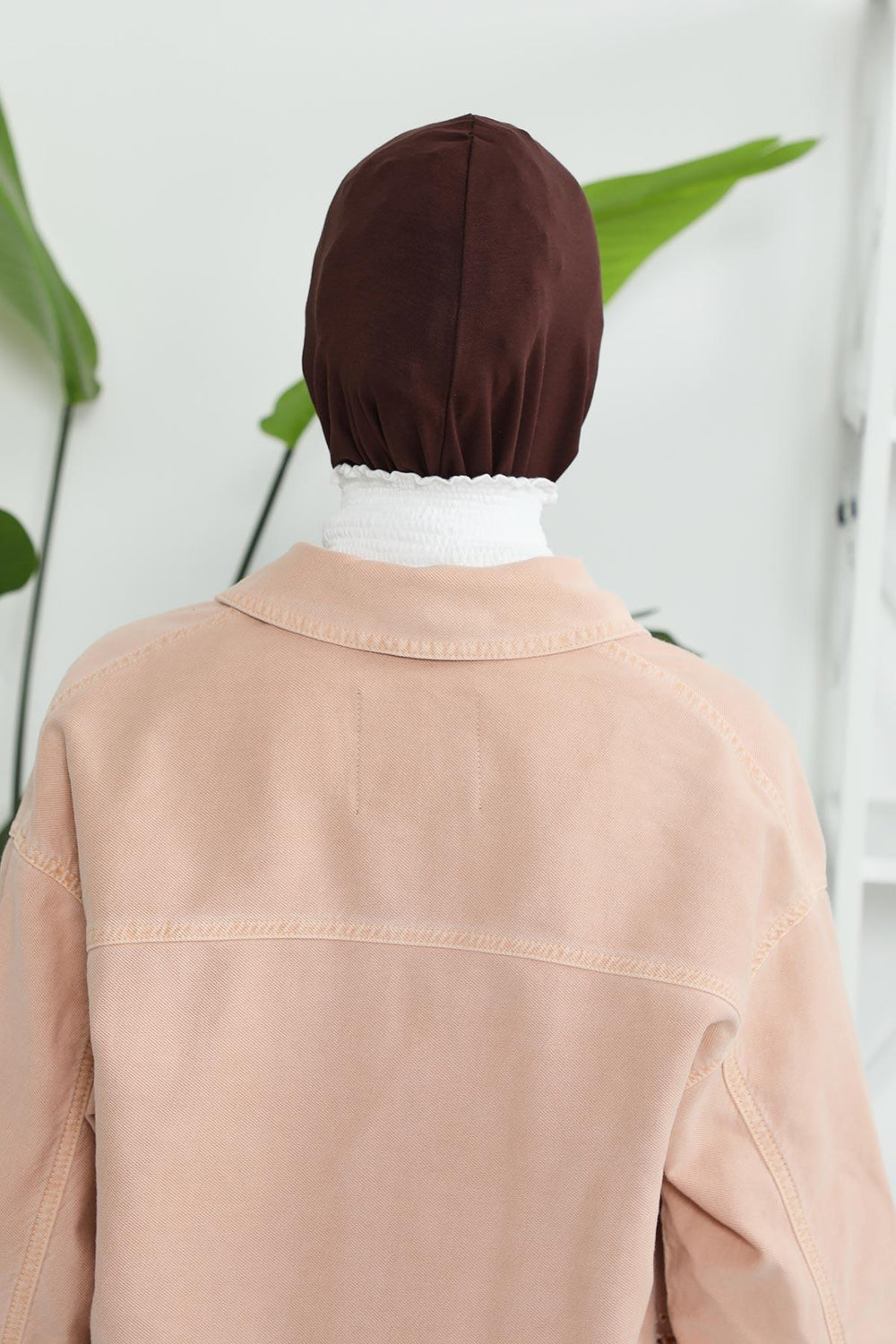 Minimalist Design Cotton Under Scarf Bonnet, Soft and Breathable Inner Hijab Cap, Easy Wear Cotton Bonnet Turban Ninja Cap,TB-4 Brown