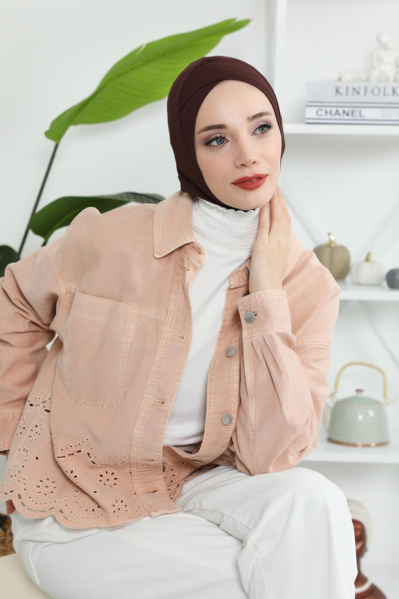 غطاء رأس من القطن بتصميم بسيط تحت الوشاح، غطاء رأس داخلي ناعم وجيد التهوية، غطاء رأس نينجا من القطن سهل الارتداء، TB-4