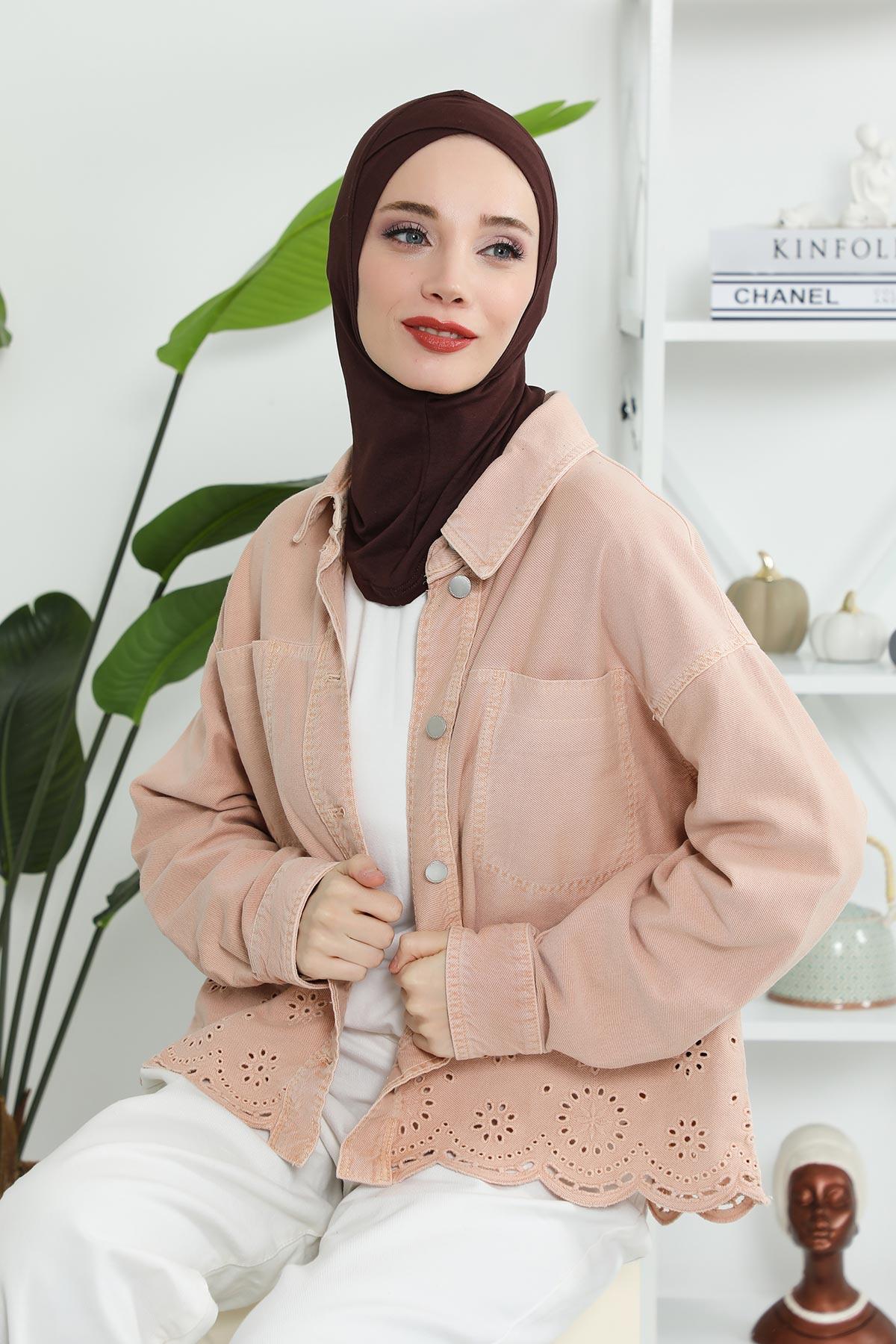 Minimalist Design Cotton Under Scarf Bonnet, Soft and Breathable Inner Hijab Cap, Easy Wear Cotton Bonnet Turban Ninja Cap,TB-4 Brown