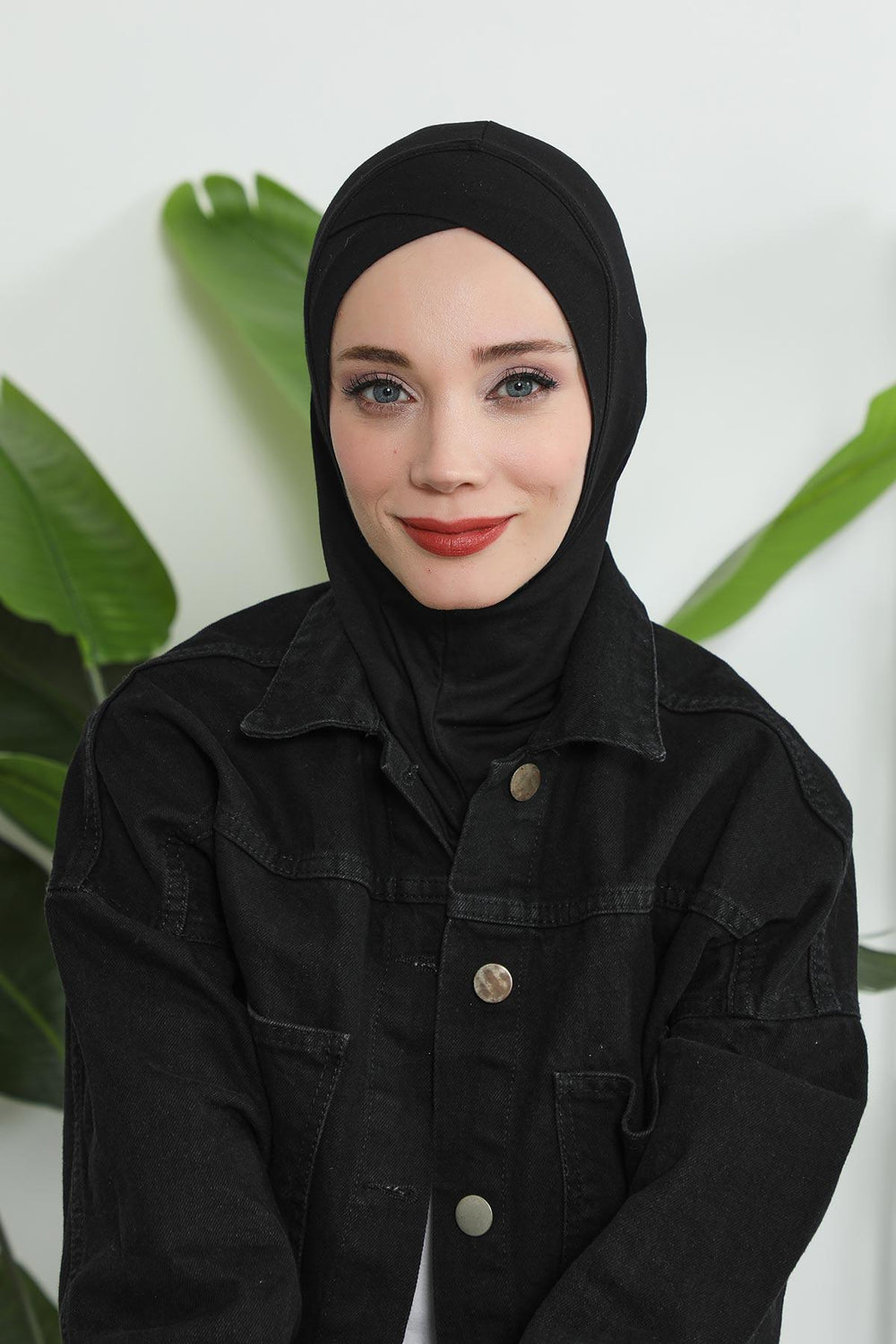 Minimalist Design Cotton Under Scarf Bonnet, Soft and Breathable Inner Hijab Cap, Easy Wear Cotton Bonnet Turban Ninja Cap,TB-4 Black