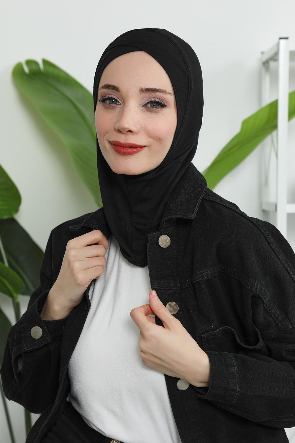 Minimalist Design Cotton Under Scarf Bonnet, Soft and Breathable Inner Hijab Cap, Easy Wear Cotton Bonnet Turban Ninja Cap,TB-4 Black