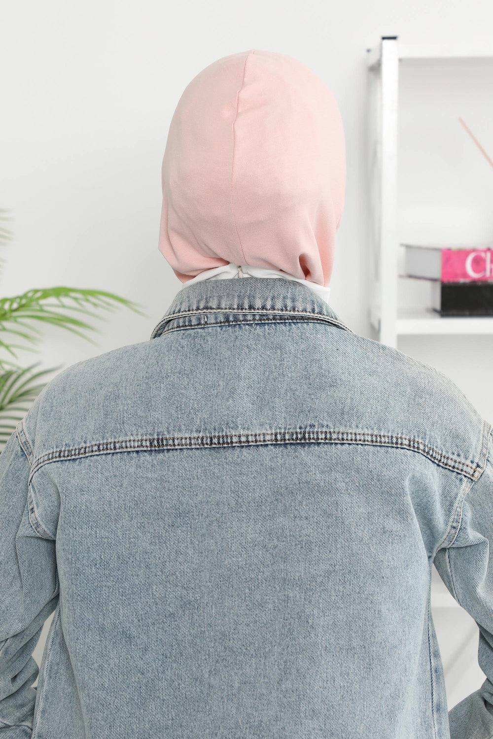 Minimalist Design Cotton Under Scarf Bonnet, Soft and Breathable Inner Hijab Cap, Easy Wear Cotton Bonnet Turban Ninja Cap,TB-4 Powder