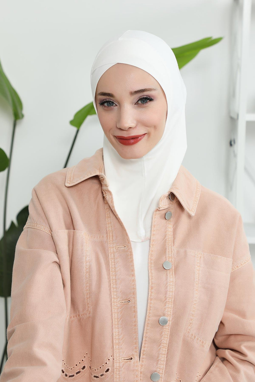 Minimalist Design Cotton Under Scarf Bonnet, Soft and Breathable Inner Hijab Cap, Easy Wear Cotton Bonnet Turban Ninja Cap,TB-4 Ivory