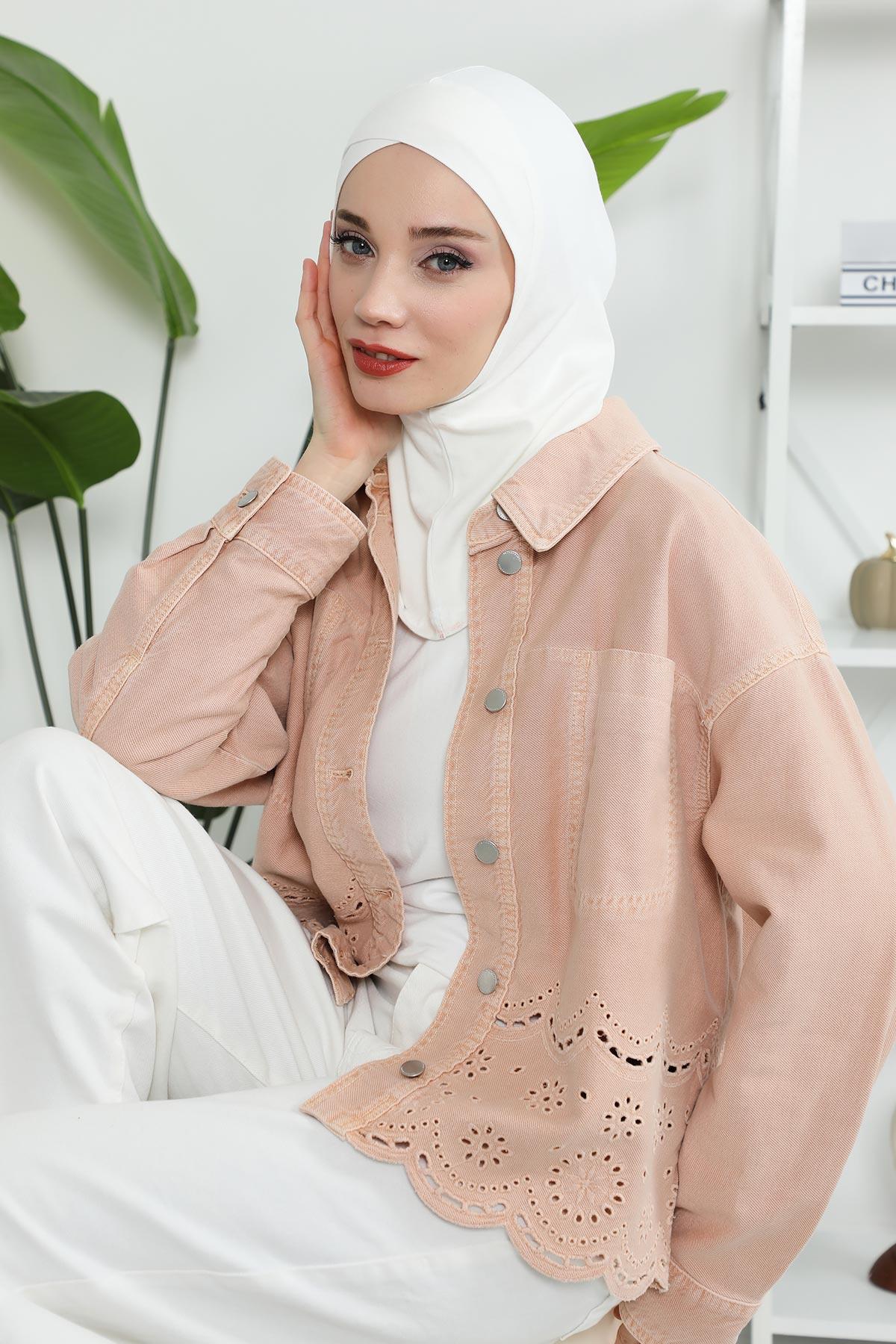 Minimalist Design Cotton Under Scarf Bonnet, Soft and Breathable Inner Hijab Cap, Easy Wear Cotton Bonnet Turban Ninja Cap,TB-4 Ivory