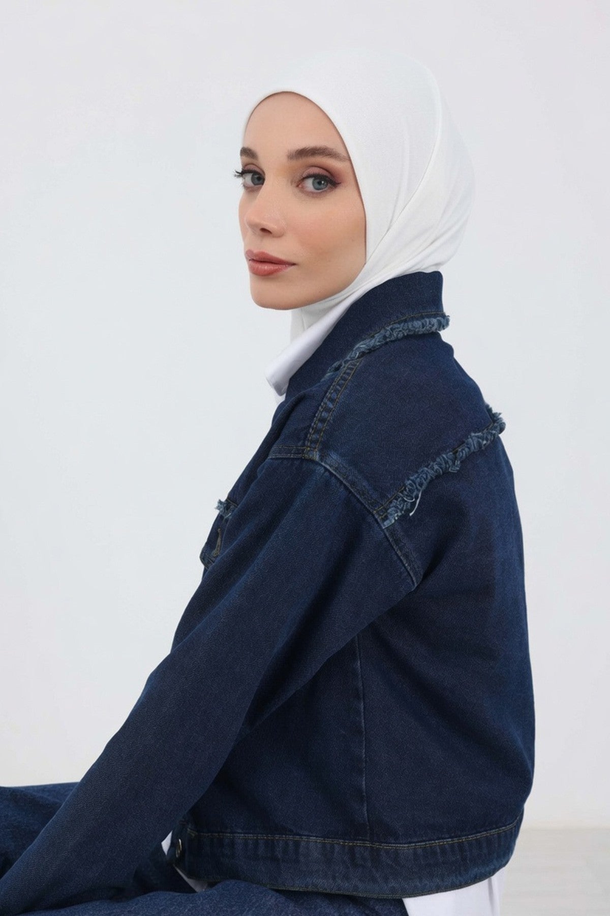 Minimalist Ribbed Inner Turban Bonnet for Women, One-Size Polyviscose Hijab Underscarf, Stretchable Inner Hijab Instant Turban Bonnet,TB-5RB