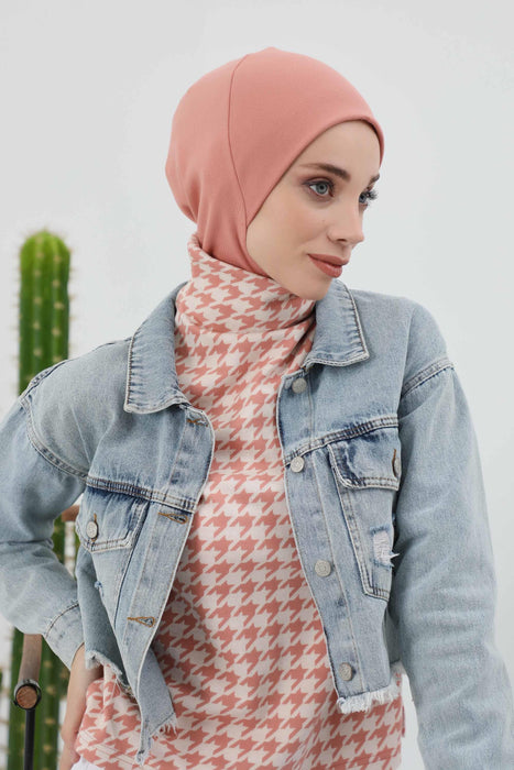 Minimalistische gerippte Turban-Innenhaube für Frauen, Einheitsgröße Polyviskose-Hijab-Untertuch, dehnbare innere Hijab-Instant-Turban-Haube, TB-5RB