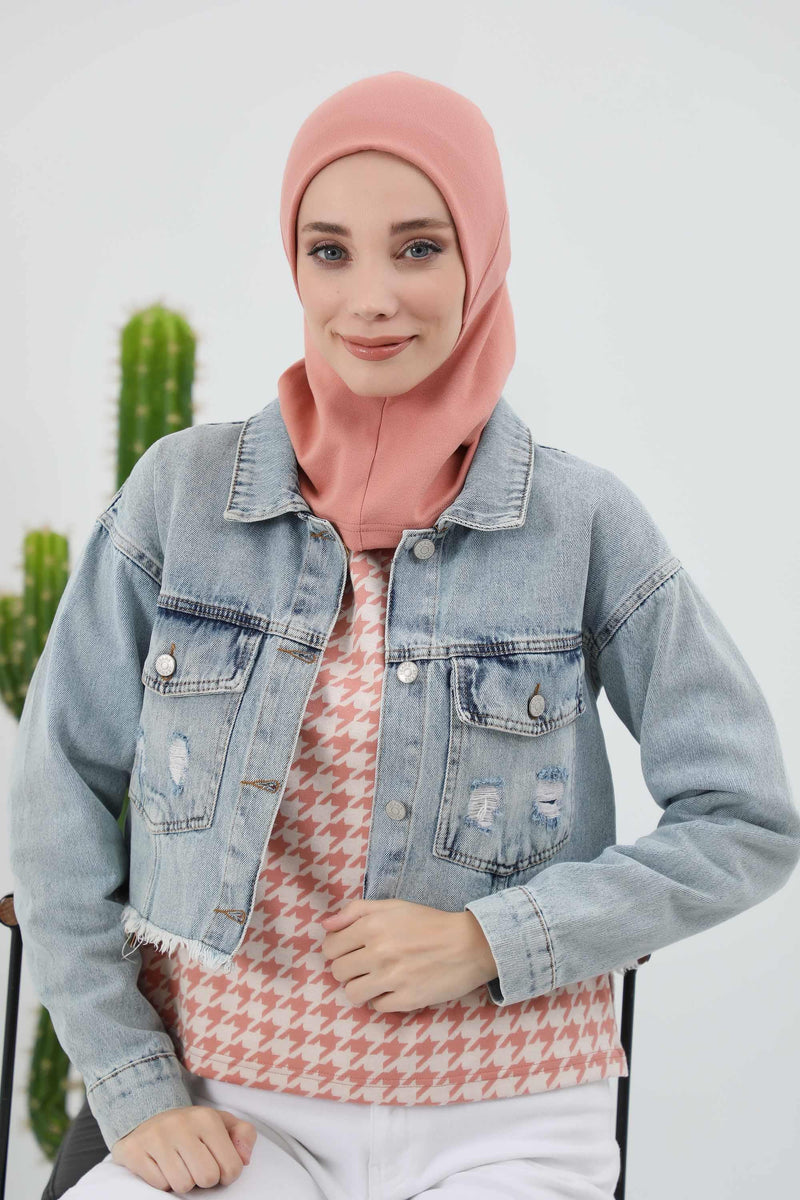 Minimalist Ribbed Inner Turban Bonnet for Women, One-Size Polyviscose Hijab Underscarf, Stretchable Inner Hijab Instant Turban Bonnet,TB-5RB