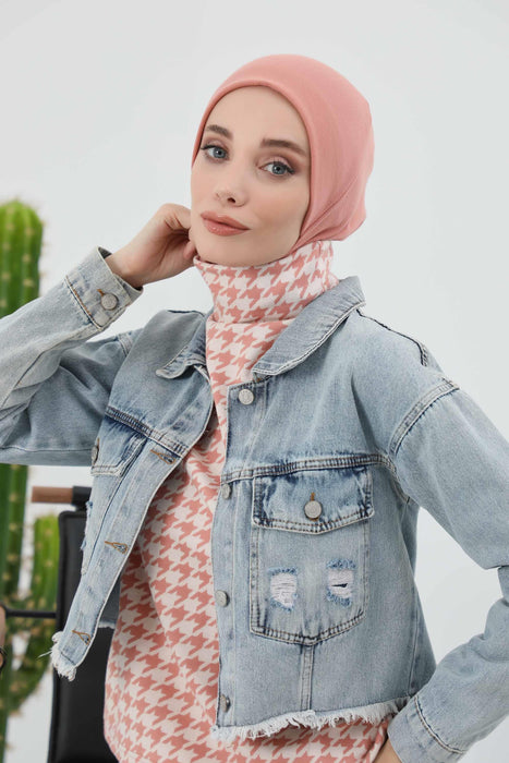 Minimalistische gerippte Turban-Innenhaube für Frauen, Einheitsgröße Polyviskose-Hijab-Untertuch, dehnbare innere Hijab-Instant-Turban-Haube, TB-5RB