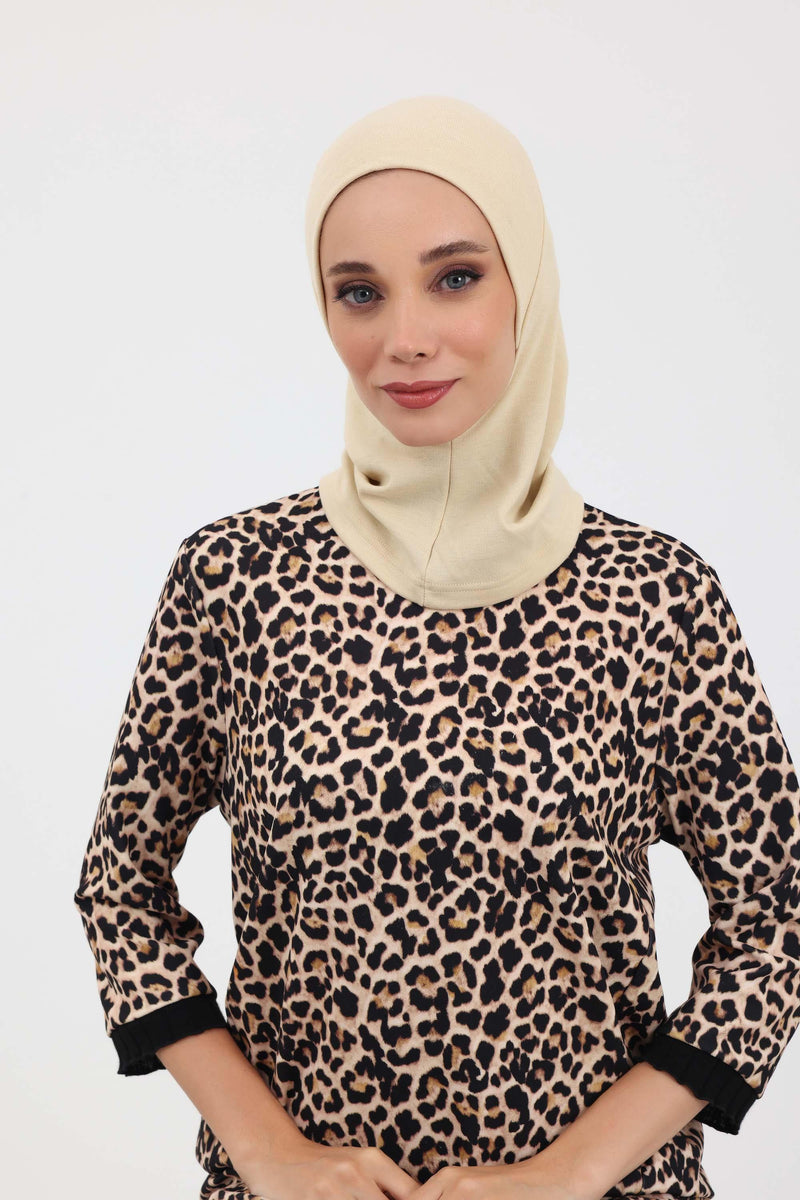 Minimalist Ribbed Inner Turban Bonnet for Women, One-Size Polyviscose Hijab Underscarf, Stretchable Inner Hijab Instant Turban Bonnet,TB-5RB