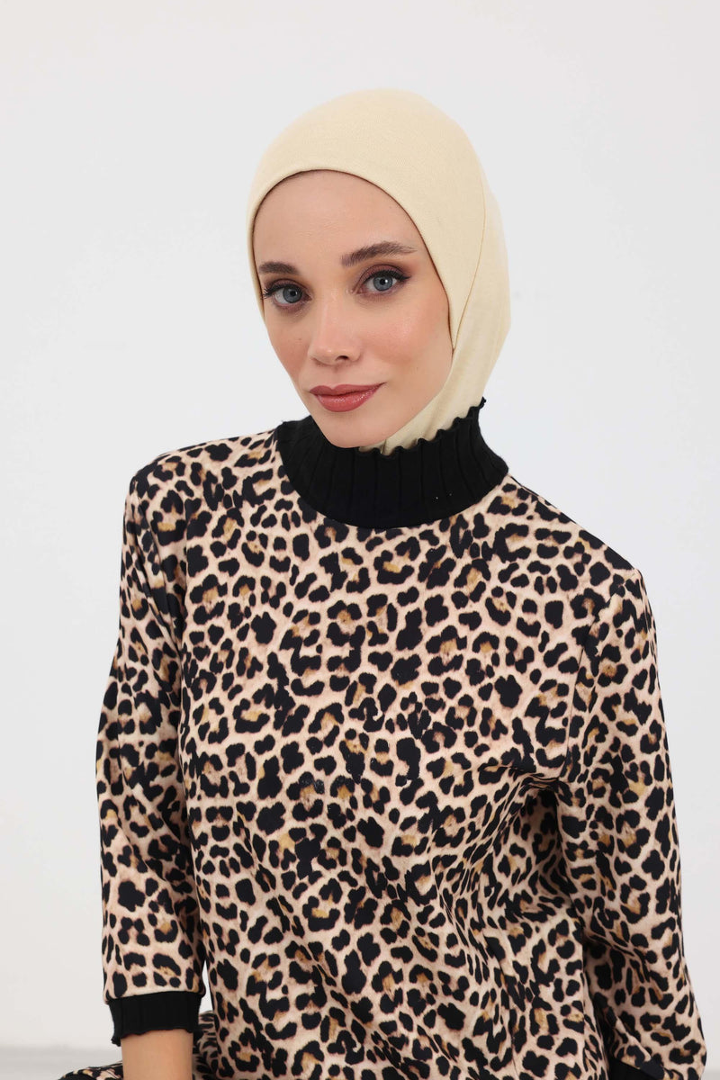 Minimalist Ribbed Inner Turban Bonnet for Women, One-Size Polyviscose Hijab Underscarf, Stretchable Inner Hijab Instant Turban Bonnet,TB-5RB