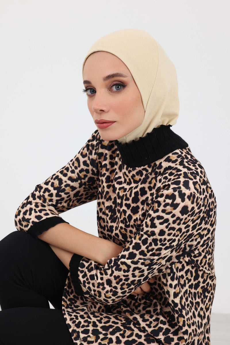 Minimalist Ribbed Inner Turban Bonnet for Women, One-Size Polyviscose Hijab Underscarf, Stretchable Inner Hijab Instant Turban Bonnet,TB-5RB