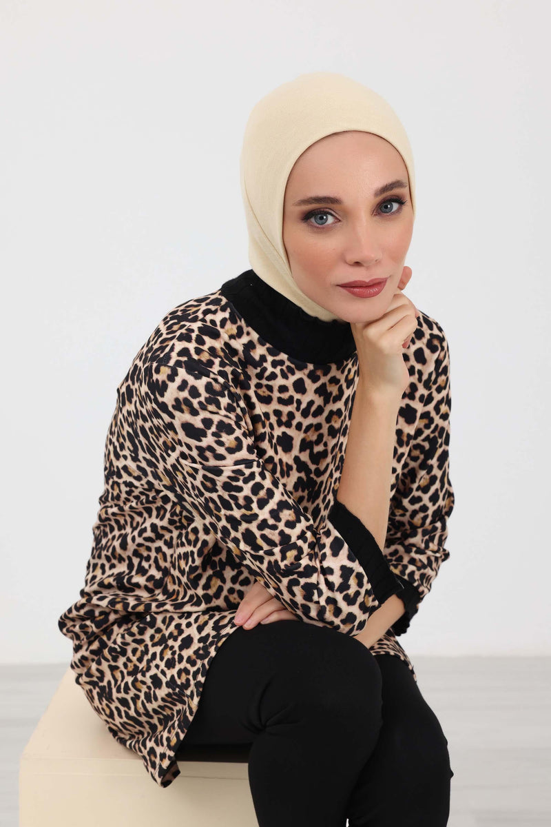 Minimalist Ribbed Inner Turban Bonnet for Women, One-Size Polyviscose Hijab Underscarf, Stretchable Inner Hijab Instant Turban Bonnet,TB-5RB