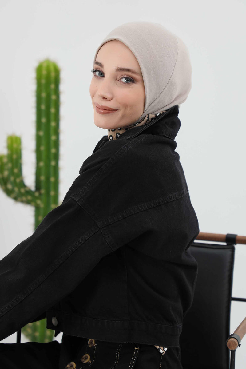 Minimalist Ribbed Inner Turban Bonnet for Women, One-Size Polyviscose Hijab Underscarf, Stretchable Inner Hijab Instant Turban Bonnet,TB-5RB