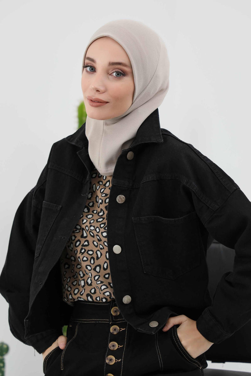 Minimalist Ribbed Inner Turban Bonnet for Women, One-Size Polyviscose Hijab Underscarf, Stretchable Inner Hijab Instant Turban Bonnet,TB-5RB