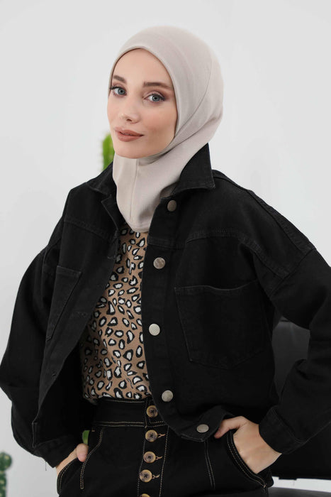 Minimalistische gerippte Turban-Innenhaube für Frauen, Einheitsgröße Polyviskose-Hijab-Untertuch, dehnbare innere Hijab-Instant-Turban-Haube, TB-5RB
