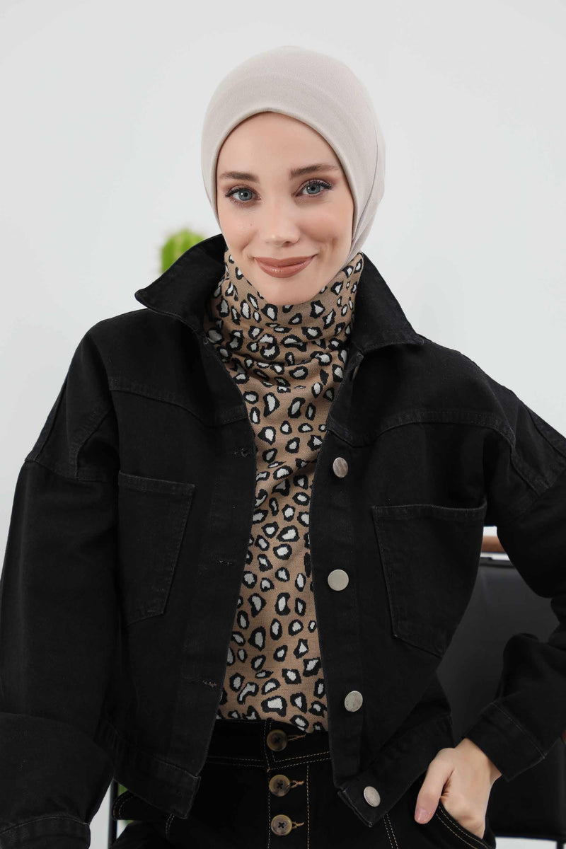 Minimalist Ribbed Inner Turban Bonnet for Women, One-Size Polyviscose Hijab Underscarf, Stretchable Inner Hijab Instant Turban Bonnet,TB-5RB