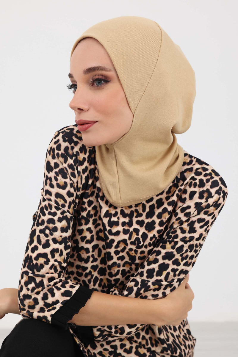 Minimalist Ribbed Inner Turban Bonnet for Women, One-Size Polyviscose Hijab Underscarf, Stretchable Inner Hijab Instant Turban Bonnet,TB-5RB