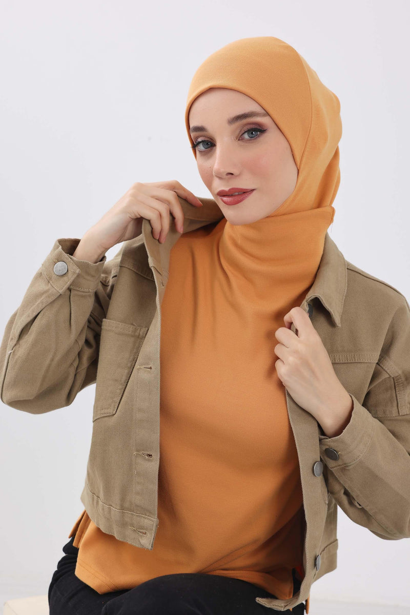 Minimalist Ribbed Inner Turban Bonnet for Women, One-Size Polyviscose Hijab Underscarf, Stretchable Inner Hijab Instant Turban Bonnet,TB-5RB