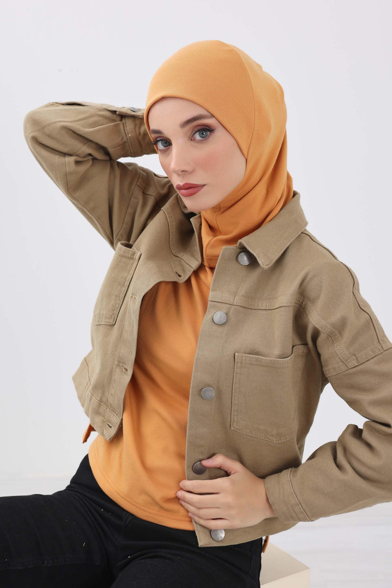 Minimalist Ribbed Inner Turban Bonnet for Women, One-Size Polyviscose Hijab Underscarf, Stretchable Inner Hijab Instant Turban Bonnet,TB-5RB