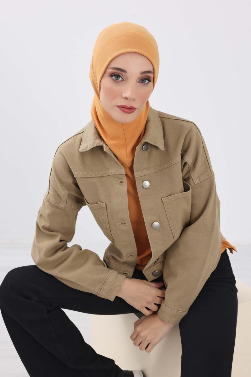 Minimalist Ribbed Inner Turban Bonnet for Women, One-Size Polyviscose Hijab Underscarf, Stretchable Inner Hijab Instant Turban Bonnet,TB-5RB