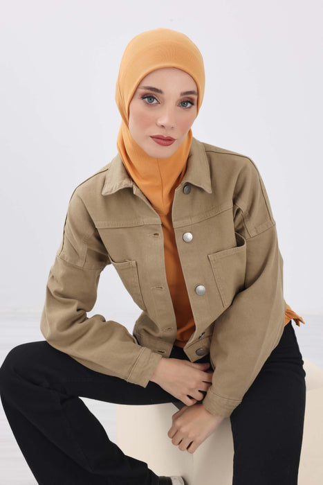 Minimalistische gerippte Turban-Innenhaube für Frauen, Einheitsgröße Polyviskose-Hijab-Untertuch, dehnbare innere Hijab-Instant-Turban-Haube, TB-5RB