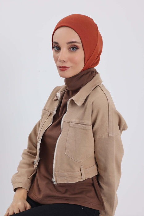 Minimalistische gerippte Turban-Innenhaube für Frauen, Einheitsgröße Polyviskose-Hijab-Untertuch, dehnbare innere Hijab-Instant-Turban-Haube, TB-5RB
