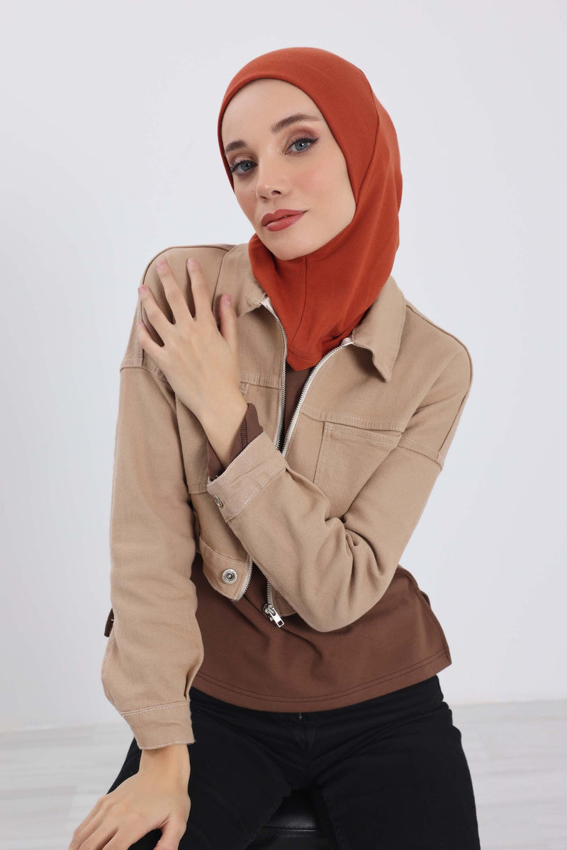 Minimalist Ribbed Inner Turban Bonnet for Women, One-Size Polyviscose Hijab Underscarf, Stretchable Inner Hijab Instant Turban Bonnet,TB-5RB