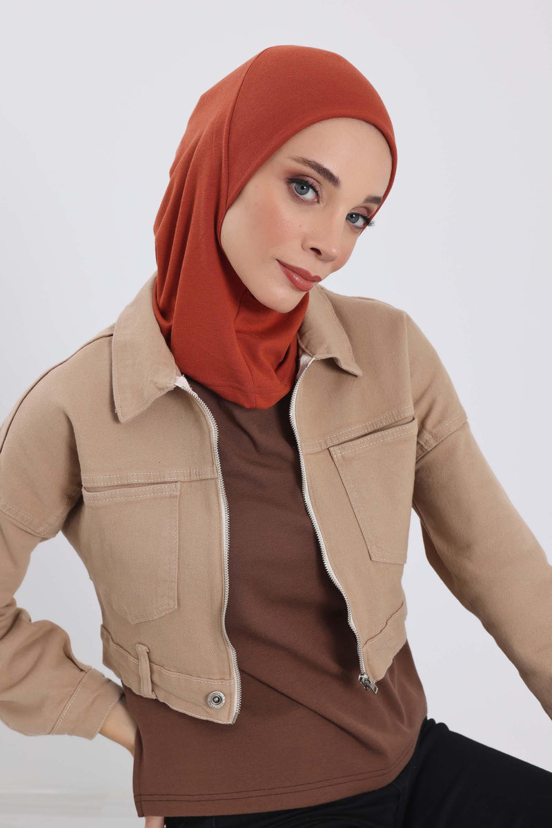 Minimalist Ribbed Inner Turban Bonnet for Women, One-Size Polyviscose Hijab Underscarf, Stretchable Inner Hijab Instant Turban Bonnet,TB-5RB