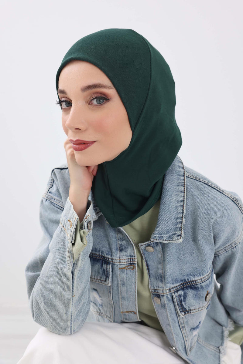 Minimalist Ribbed Inner Turban Bonnet for Women, One-Size Polyviscose Hijab Underscarf, Stretchable Inner Hijab Instant Turban Bonnet,TB-5RB