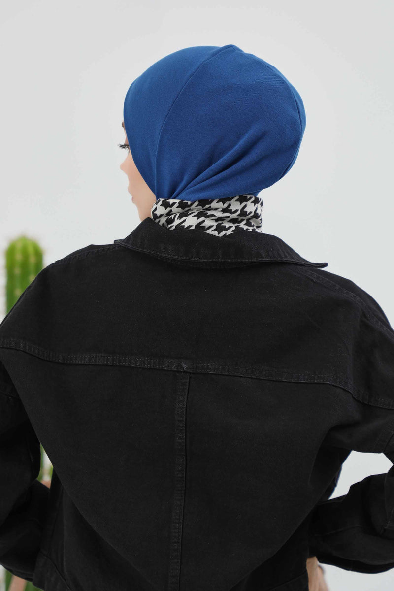 Minimalist Ribbed Inner Turban Bonnet for Women, One-Size Polyviscose Hijab Underscarf, Stretchable Inner Hijab Instant Turban Bonnet,TB-5RB