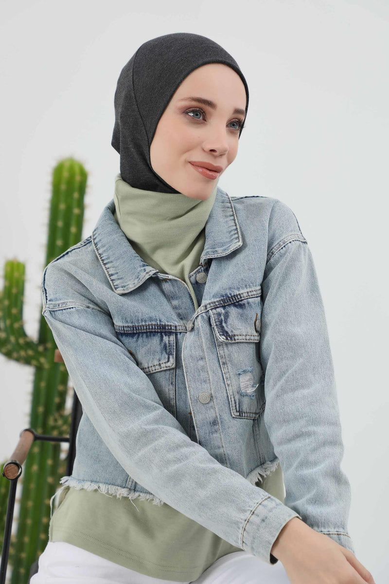 Minimalist Ribbed Inner Turban Bonnet for Women, One-Size Polyviscose Hijab Underscarf, Stretchable Inner Hijab Instant Turban Bonnet,TB-5RB