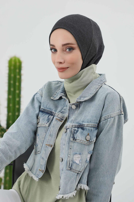 Minimalistische gerippte Turban-Innenhaube für Frauen, Einheitsgröße Polyviskose-Hijab-Untertuch, dehnbare innere Hijab-Instant-Turban-Haube, TB-5RB