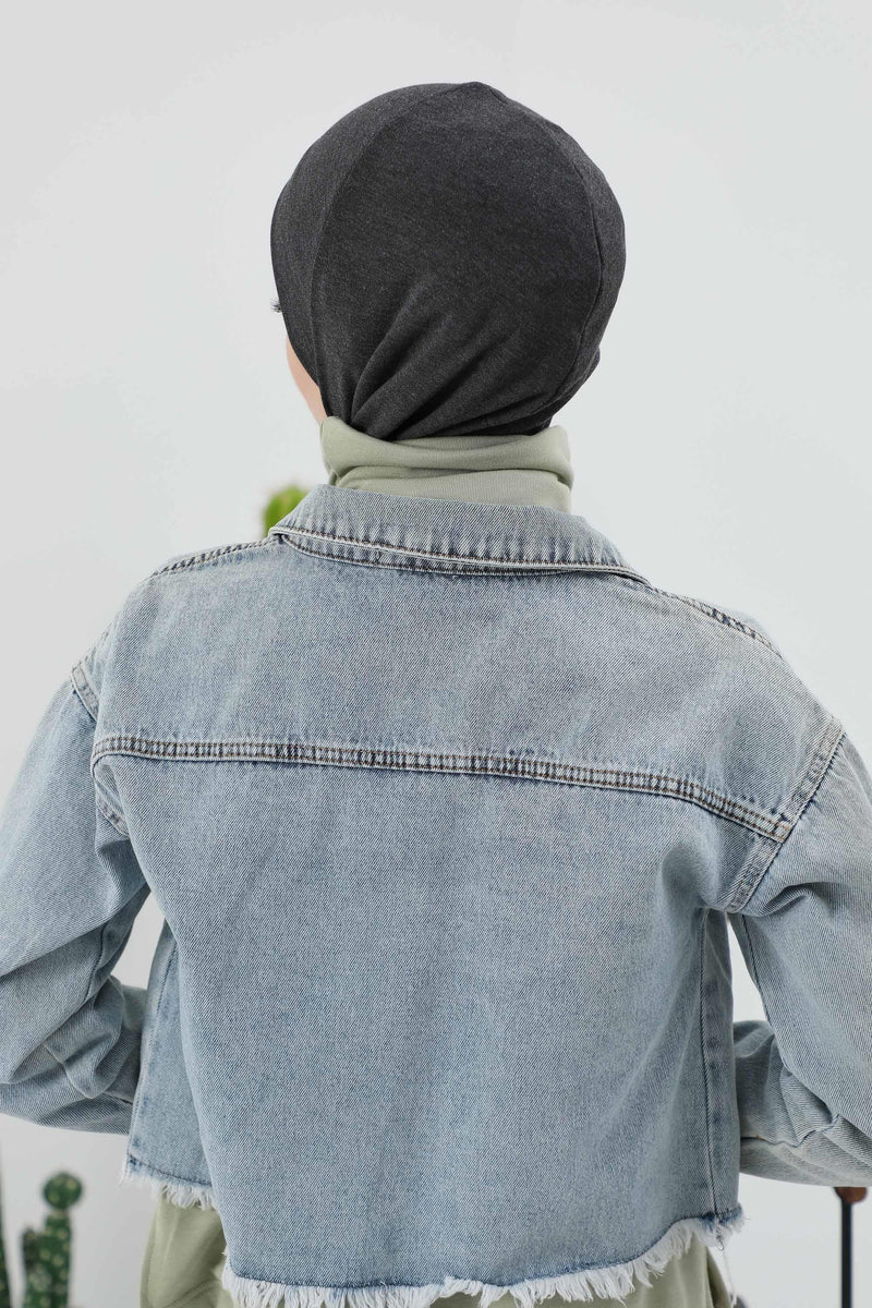 Minimalist Ribbed Inner Turban Bonnet for Women, One-Size Polyviscose Hijab Underscarf, Stretchable Inner Hijab Instant Turban Bonnet,TB-5RB