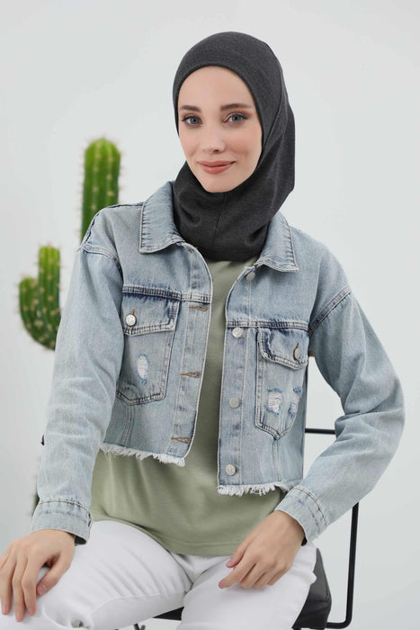 Minimalistische gerippte Turban-Innenhaube für Frauen, Einheitsgröße Polyviskose-Hijab-Untertuch, dehnbare innere Hijab-Instant-Turban-Haube, TB-5RB