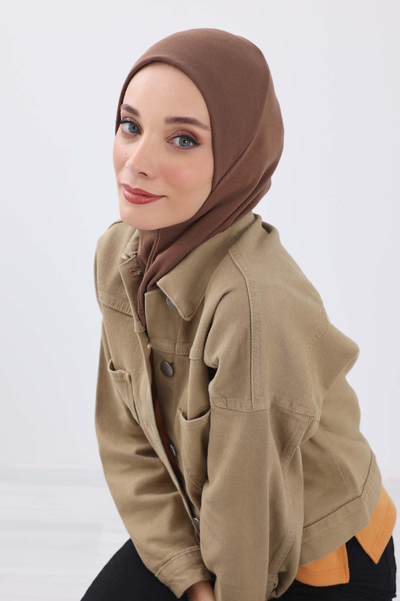 Minimalist Ribbed Inner Turban Bonnet for Women, One-Size Polyviscose Hijab Underscarf, Stretchable Inner Hijab Instant Turban Bonnet,TB-5RB