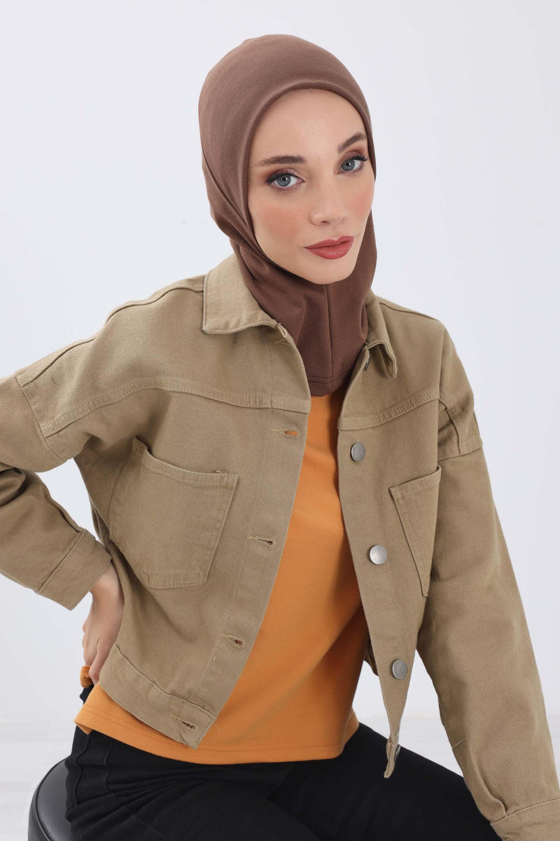 Minimalist Ribbed Inner Turban Bonnet for Women, One-Size Polyviscose Hijab Underscarf, Stretchable Inner Hijab Instant Turban Bonnet,TB-5RB