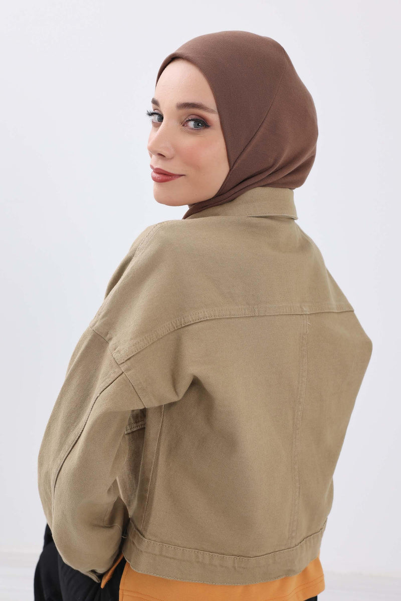 Minimalist Ribbed Inner Turban Bonnet for Women, One-Size Polyviscose Hijab Underscarf, Stretchable Inner Hijab Instant Turban Bonnet,TB-5RB