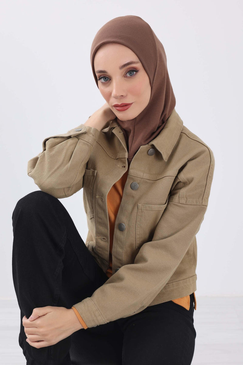 Minimalist Ribbed Inner Turban Bonnet for Women, One-Size Polyviscose Hijab Underscarf, Stretchable Inner Hijab Instant Turban Bonnet,TB-5RB