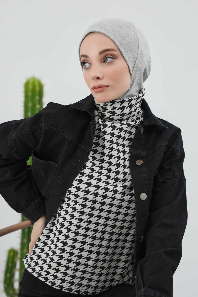 Minimalist Ribbed Inner Turban Bonnet for Women, One-Size Polyviscose Hijab Underscarf, Stretchable Inner Hijab Instant Turban Bonnet,TB-5RB